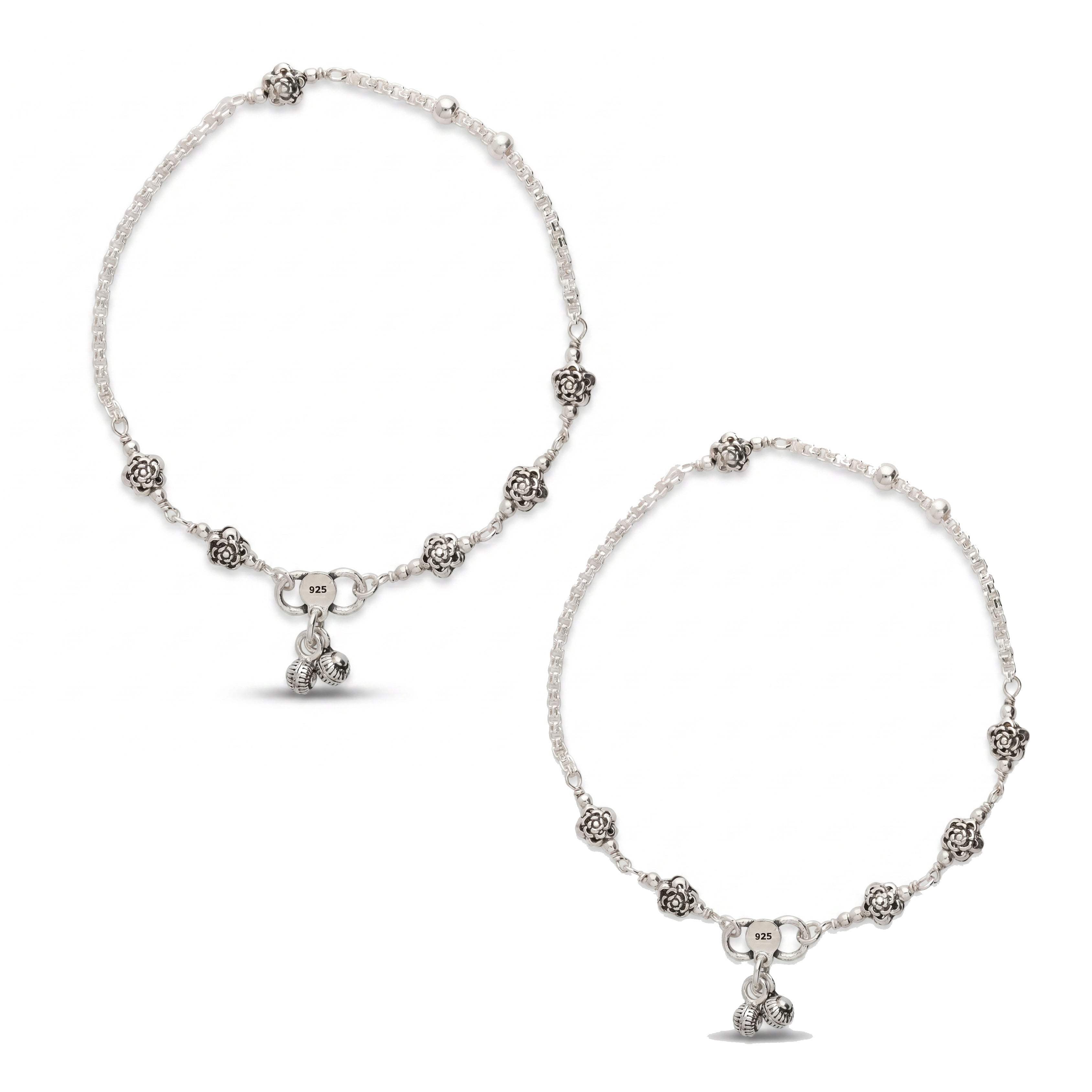 Square Chain Design Silver Anklet