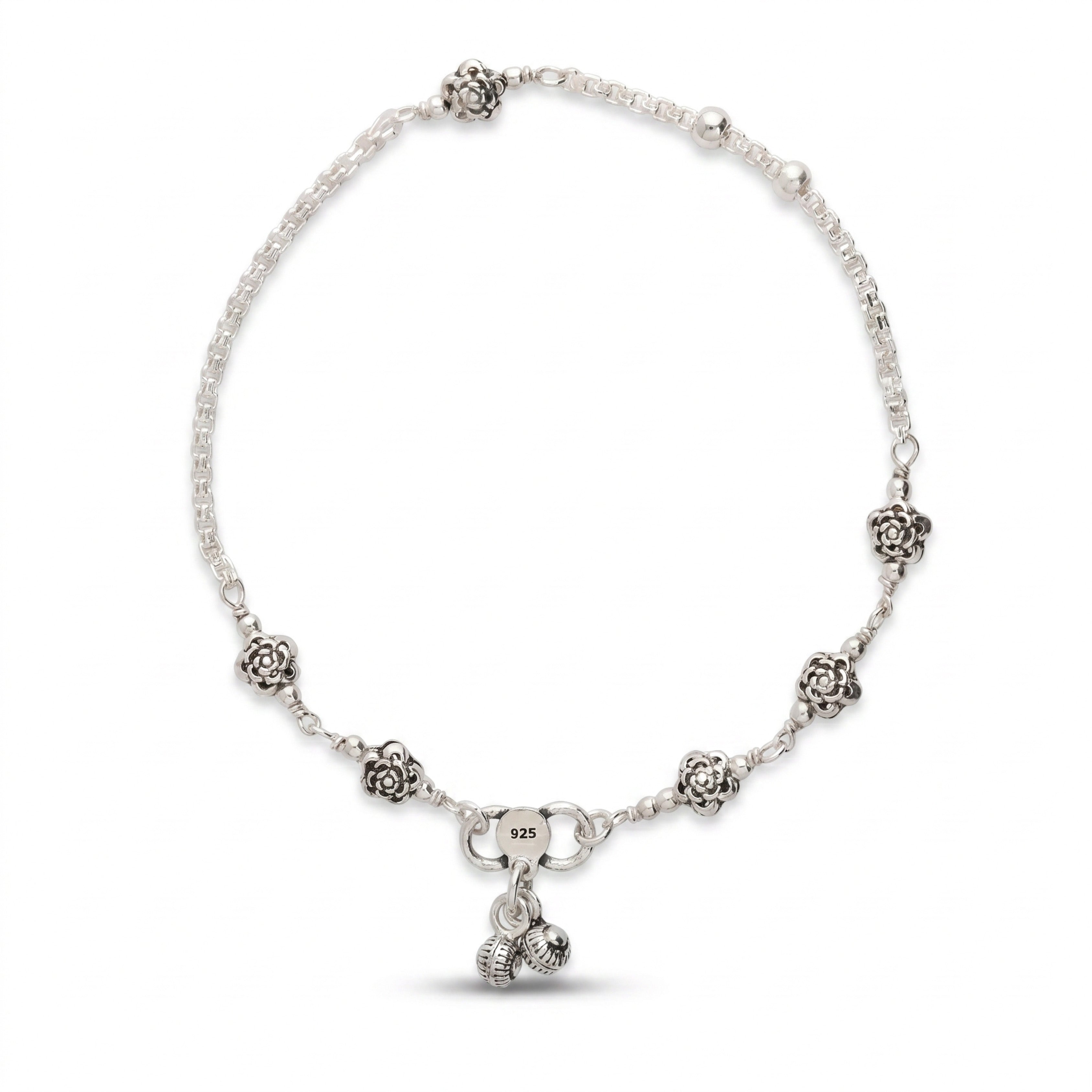 Square Chain Design Silver Anklet