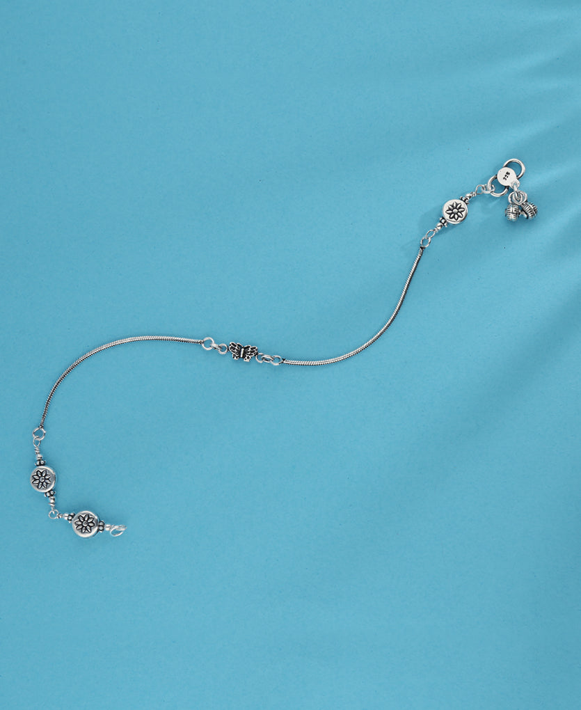 Circular Flora Silver Anklet