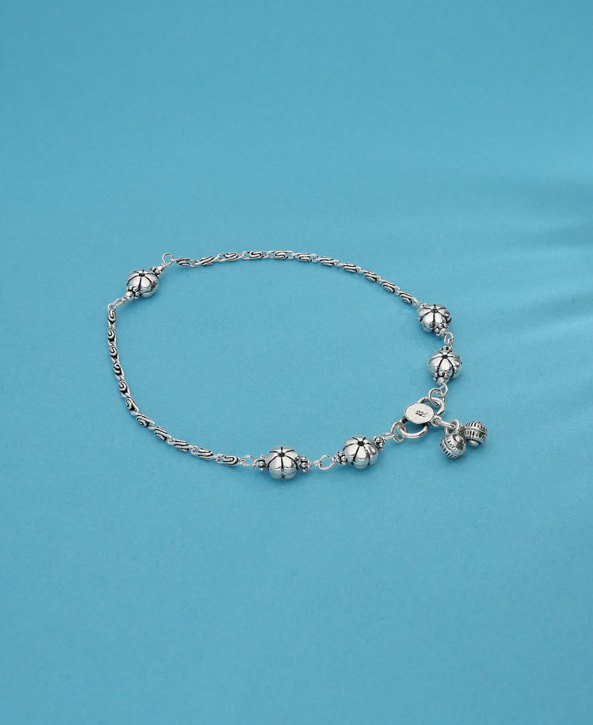 Magical Flora Silver Anklet