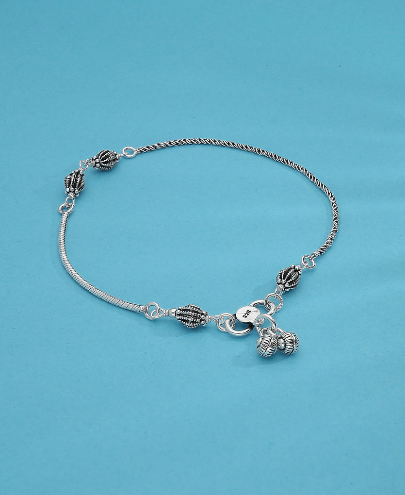 Screwy Silver Anklet