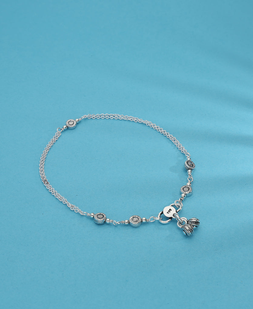 Double Chain Silver Anklet