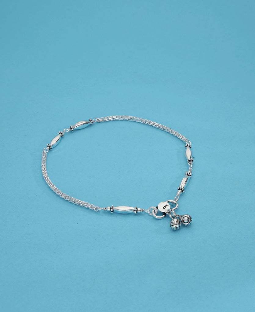 Descent Silver Anklet