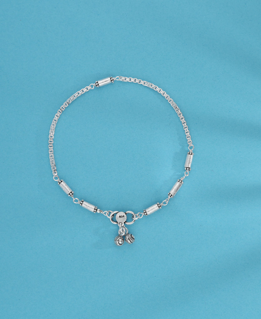 Groove Silver Anklet