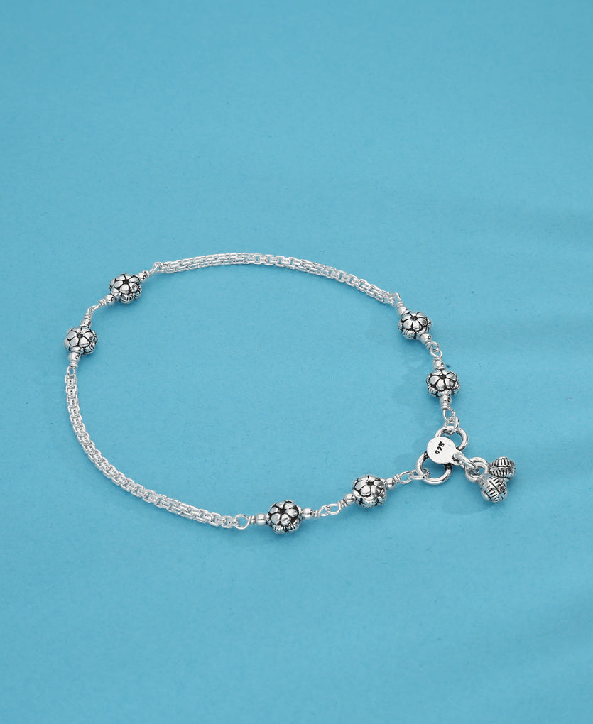 Knotted Silver Anklet