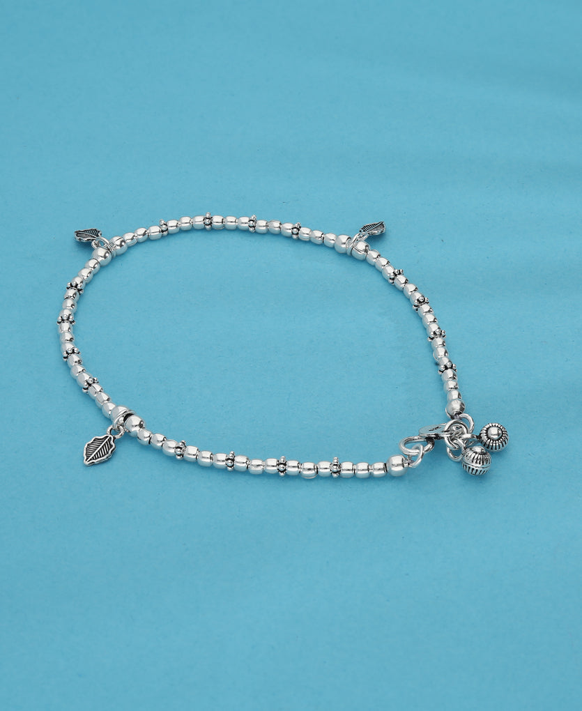 Leafy Silver Anklet