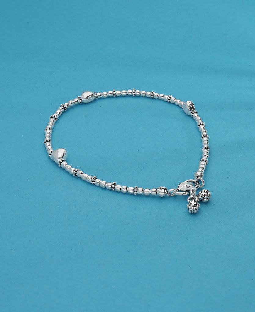 Heart Silver Anklet