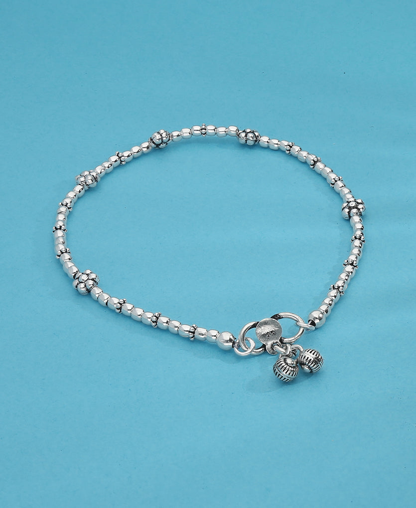 Flower Silver Anklet