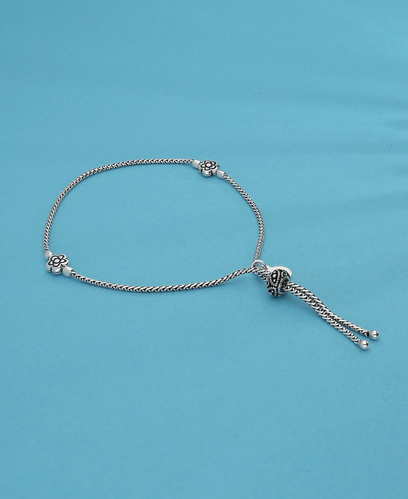 Silver Flora Anklet