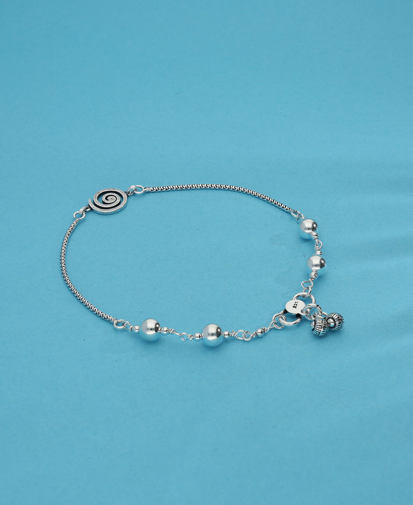 Bubbly Beads Silver Anklet