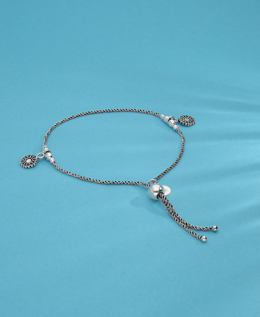 Cluster Charm Silver Anklet