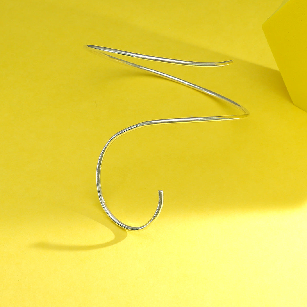 Spiral Flow 916 Silver Anklet For Woman