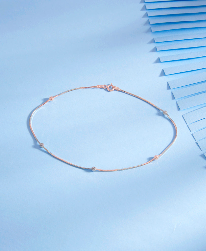 Beaded Radiance Adorn Silver Anklet