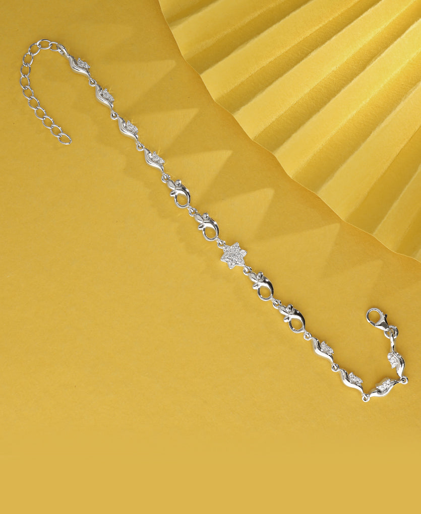 Floral Motif Silver Bracelet