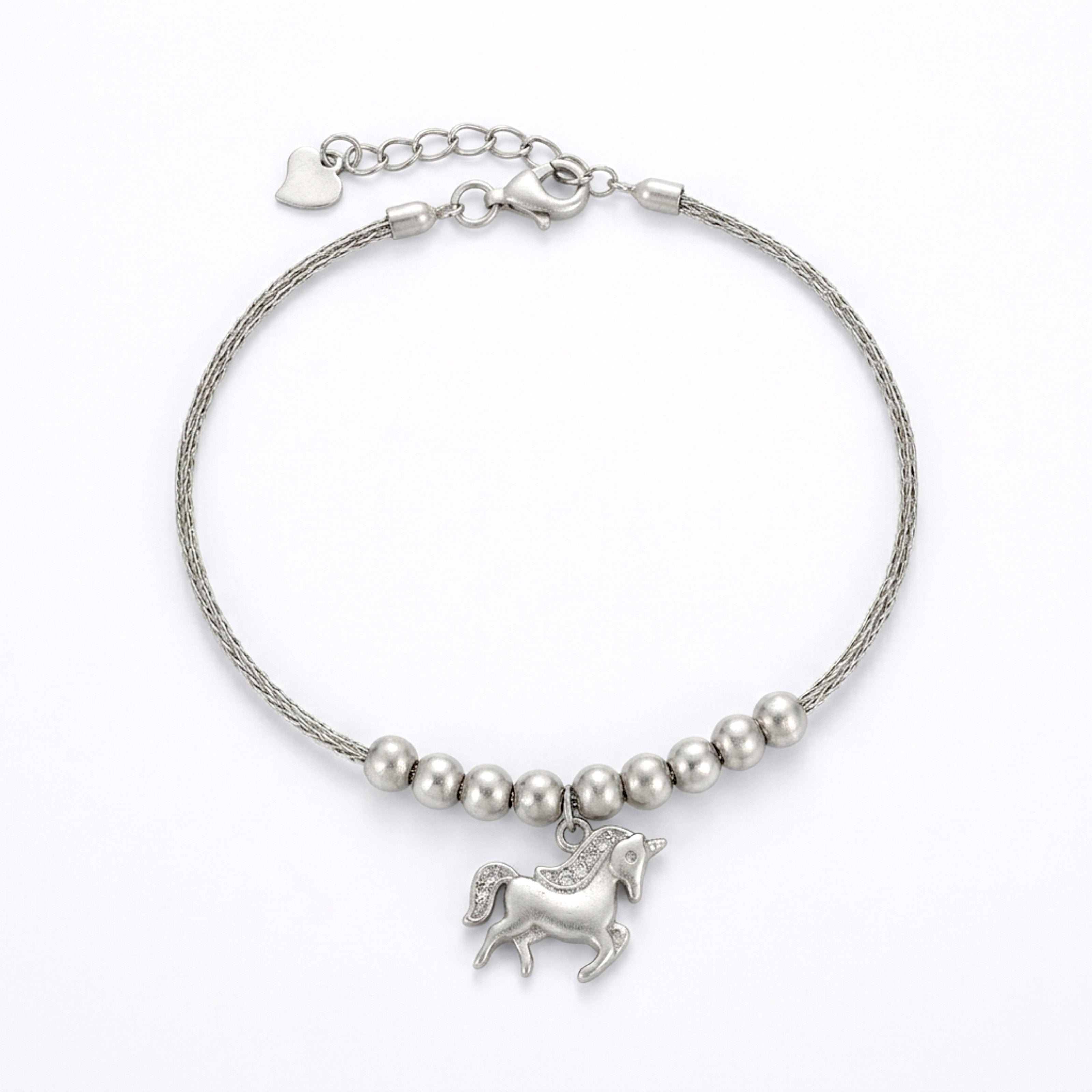 Minimalist Horse Silver Pendant Bracelet
