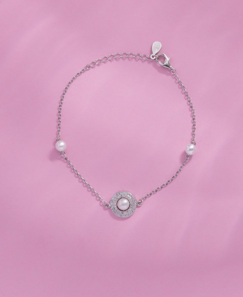 Minimalist Peral And Stone Studed Bracelet