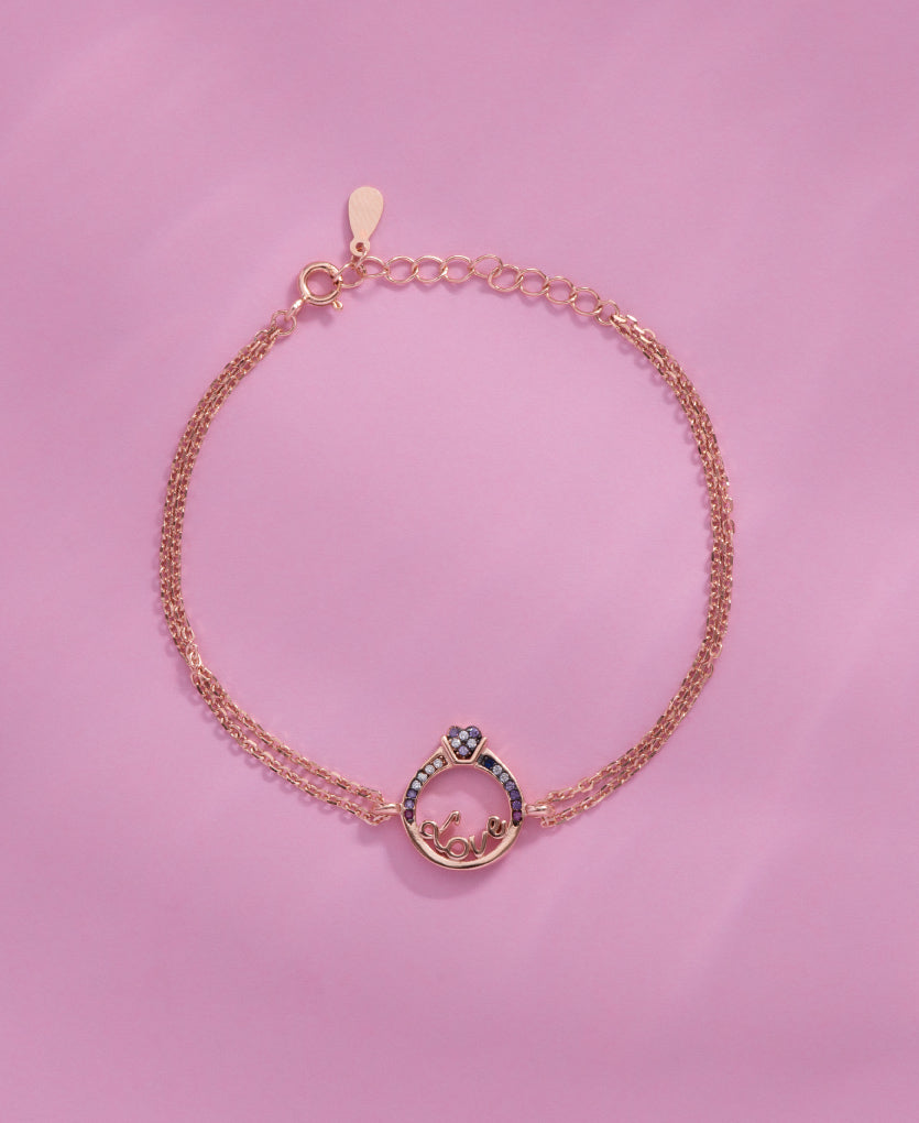 Silver Bracelet With Engagment Ring And Love