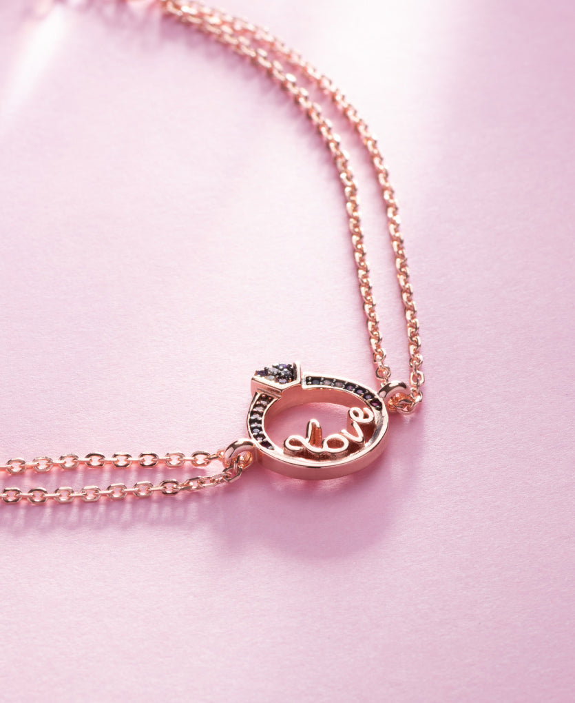 Silver Bracelet With Engagment Ring And Love