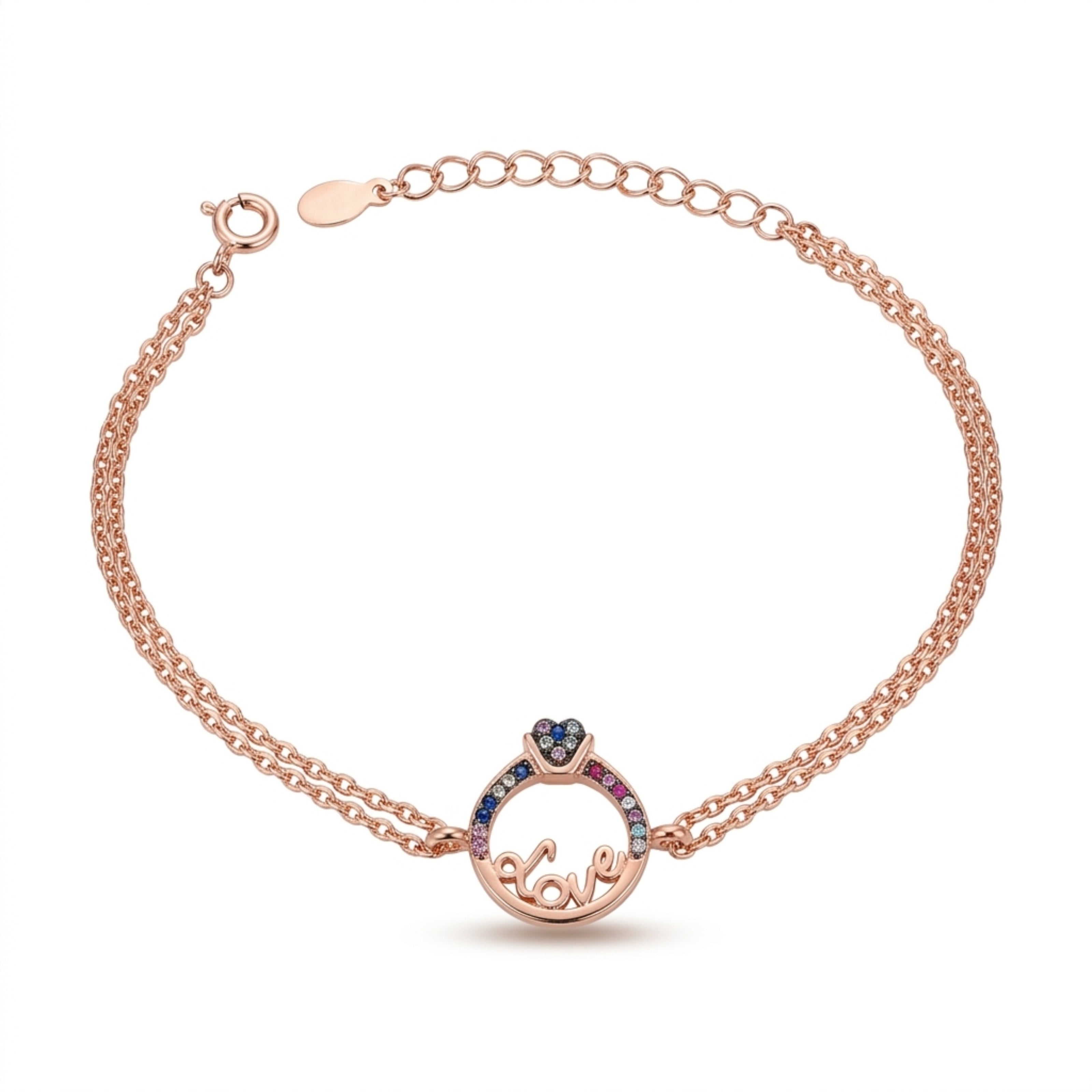 Silver Bracelet With Engagment Ring And Love