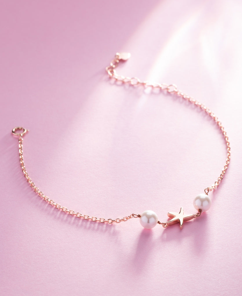 Minimalist Peral And Star Flexible Bracelet