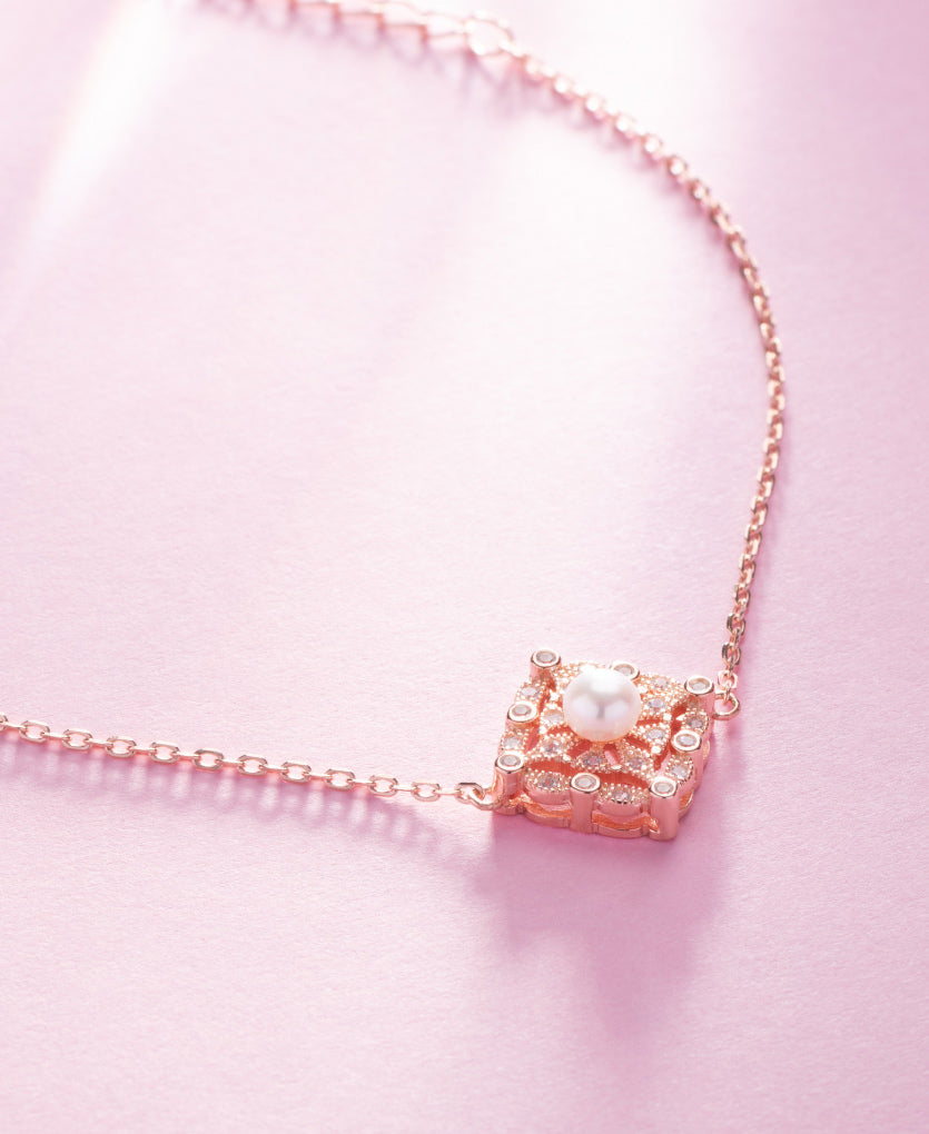 Square Peral With Studed Bracelet For Night Look