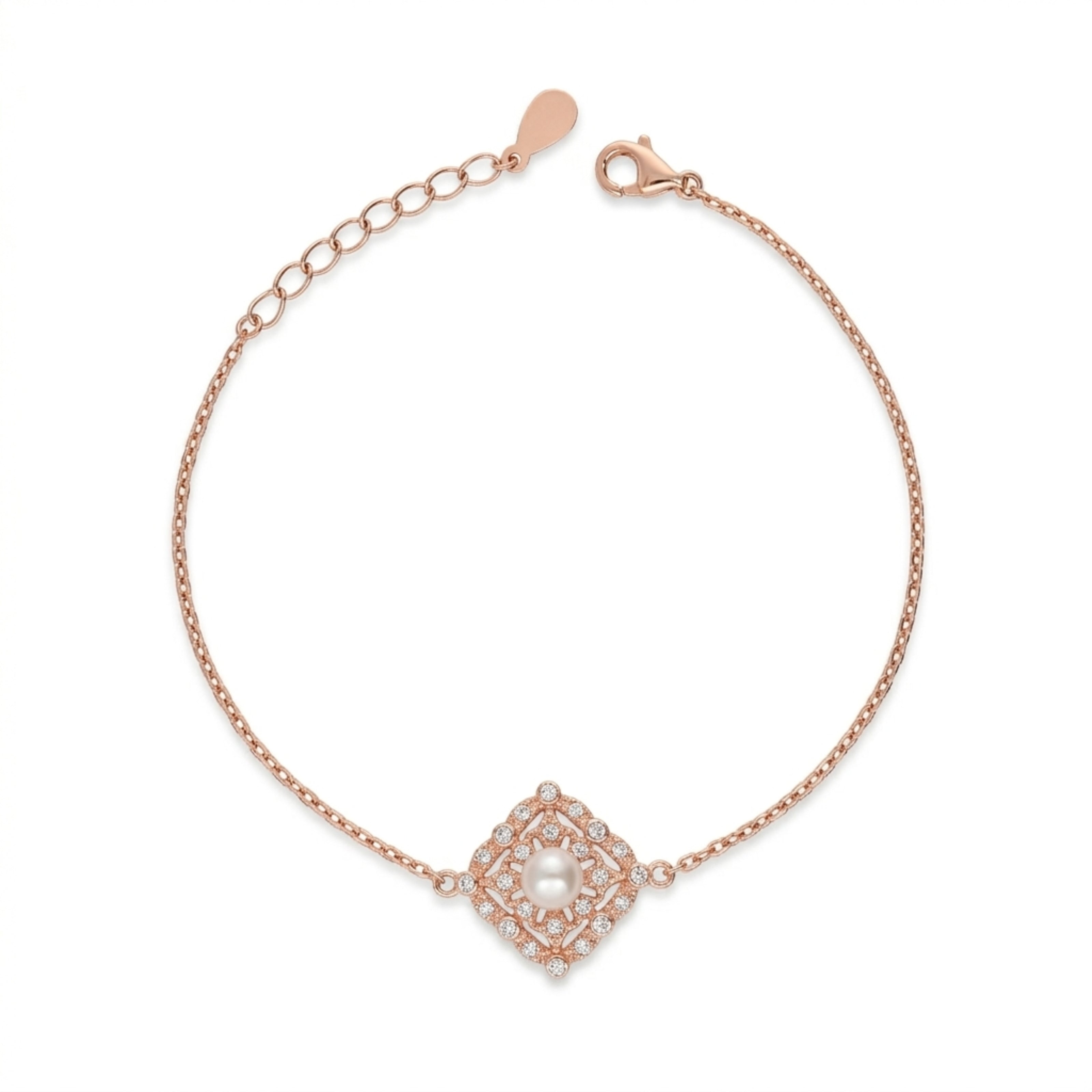Square Peral With Studed Bracelet For Night Look