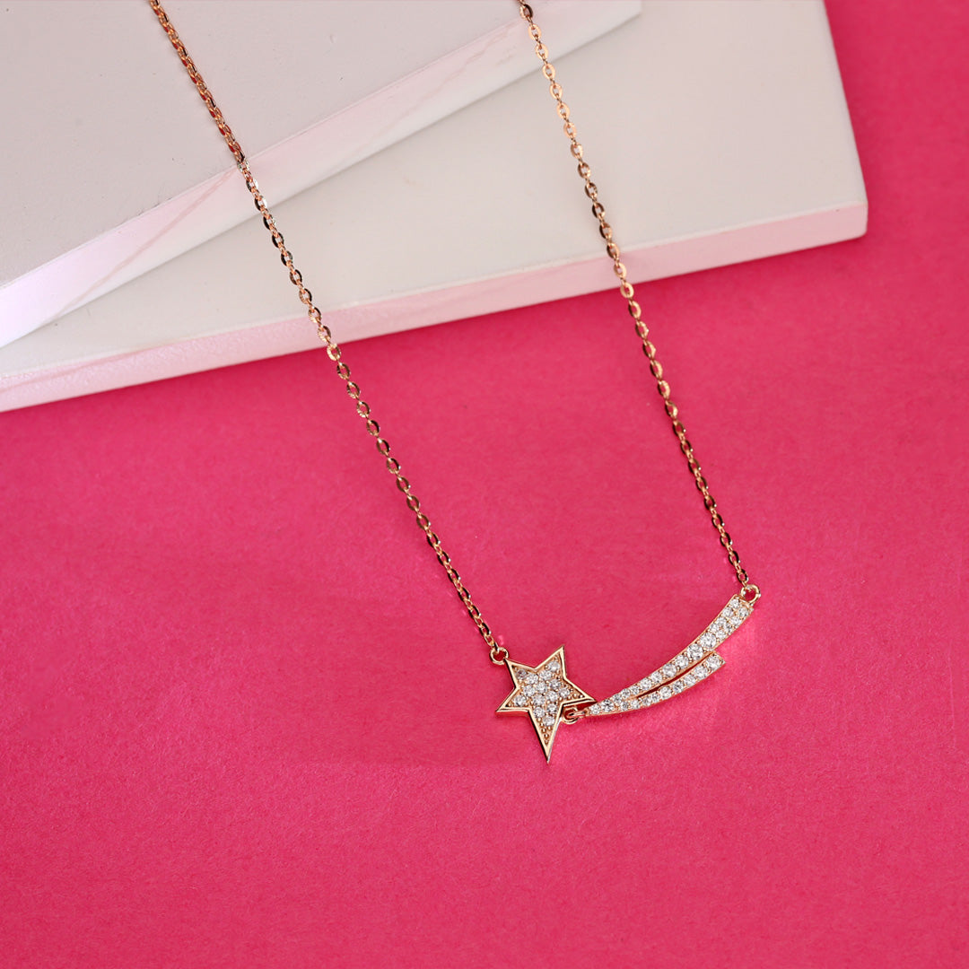 Shooting Star Rose Gold Necklace