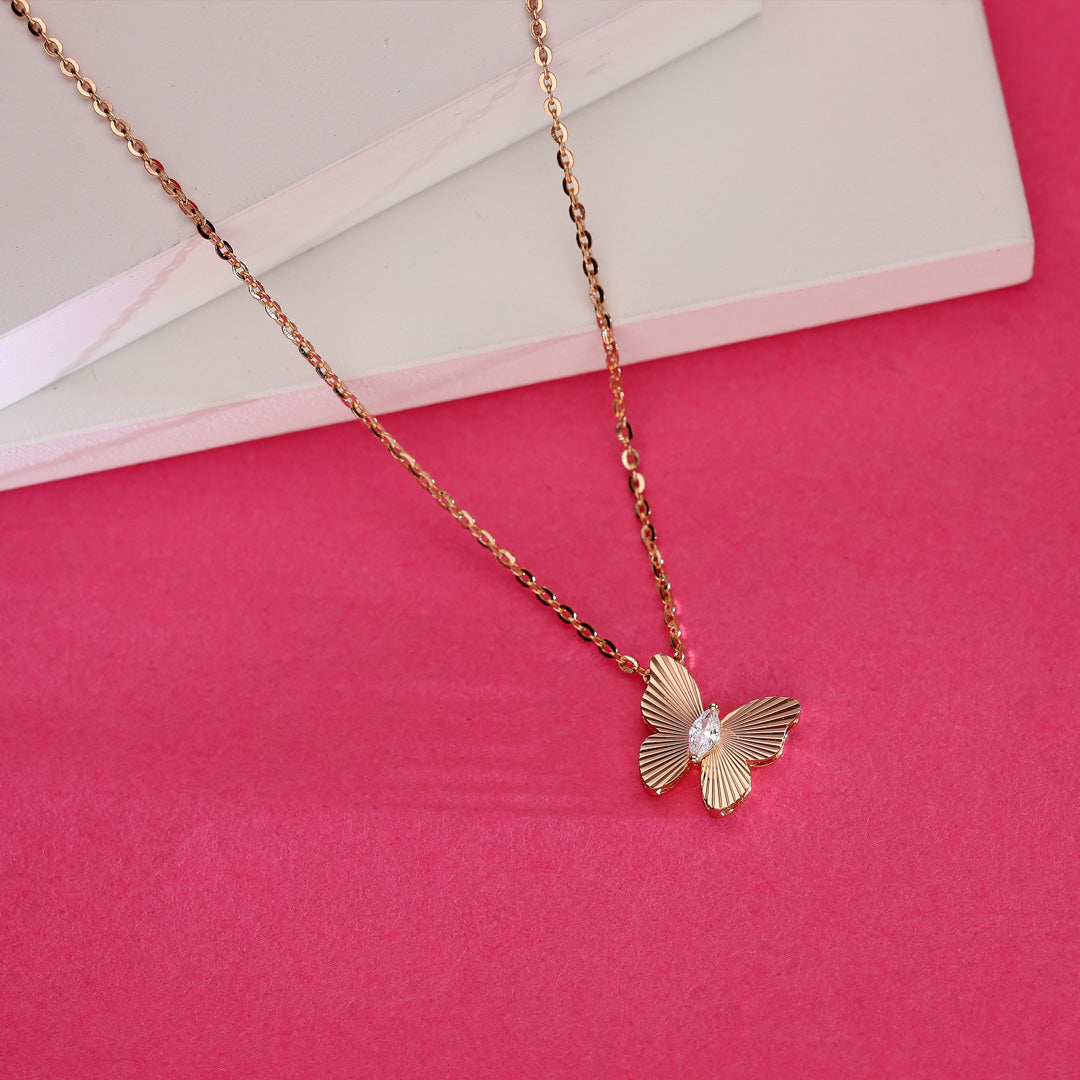 Radiant Butterfly Rose Gold Necklace