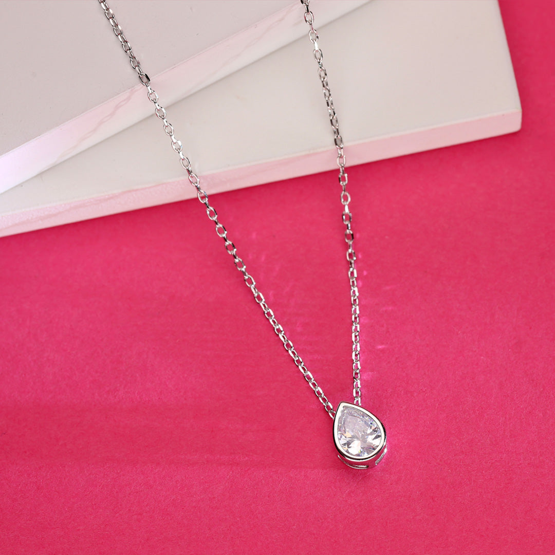 Bright Drop Silver Necklace