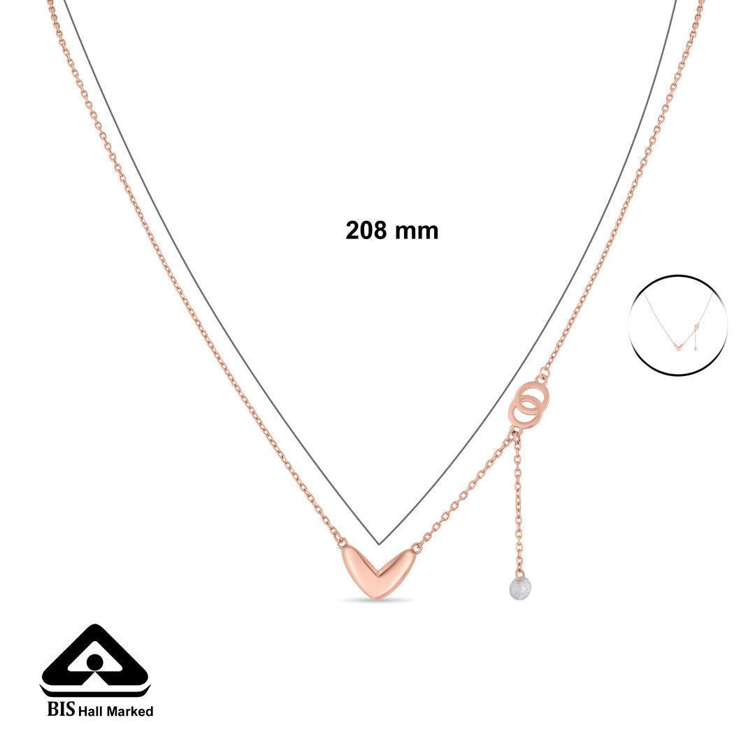 Roseate Heart Silver Modern Necklace