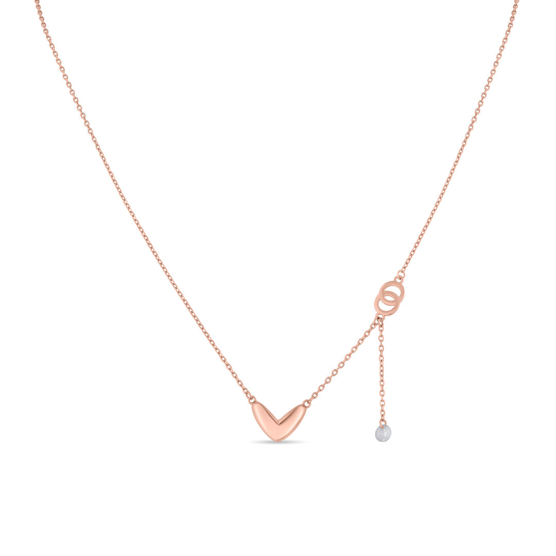 Roseate Heart Silver Modern Necklace