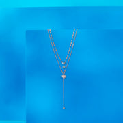 Heart & Key Silver Multi Layered Necklace