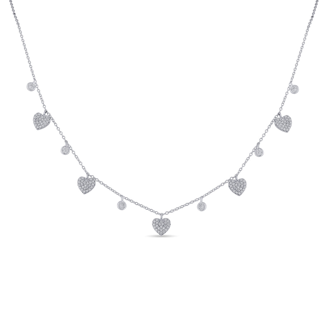 Hearts & Stones Silver Charm Necklace