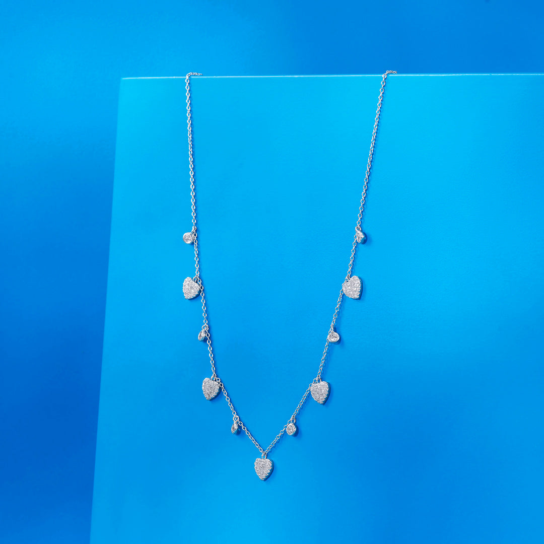 Hearts & Stones Silver Charm Necklace