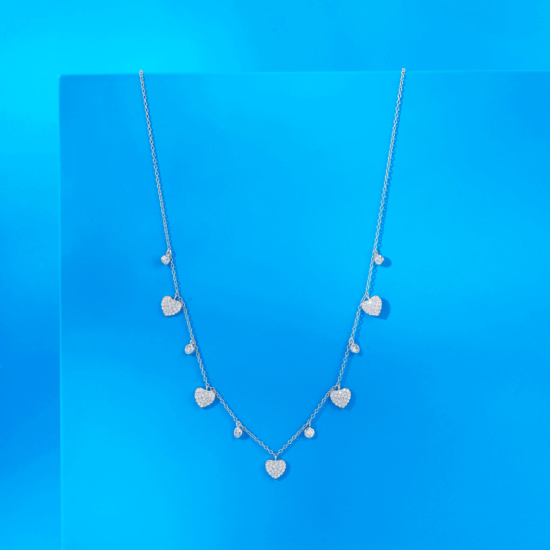 Hearts & Stones Silver Charm Necklace
