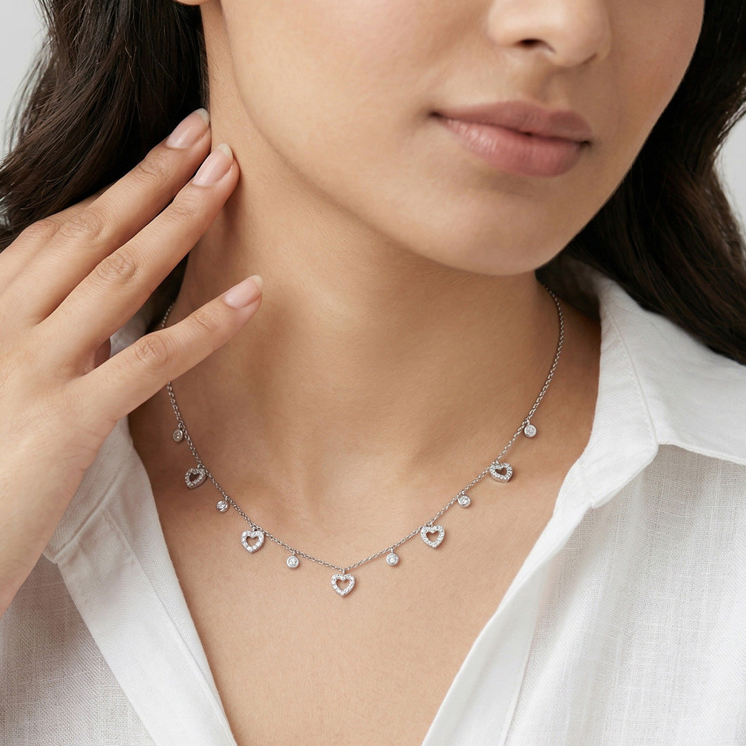 Heart Grace Silver Charm Necklace