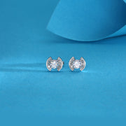 Radiant Stone Silver Stud Earrings