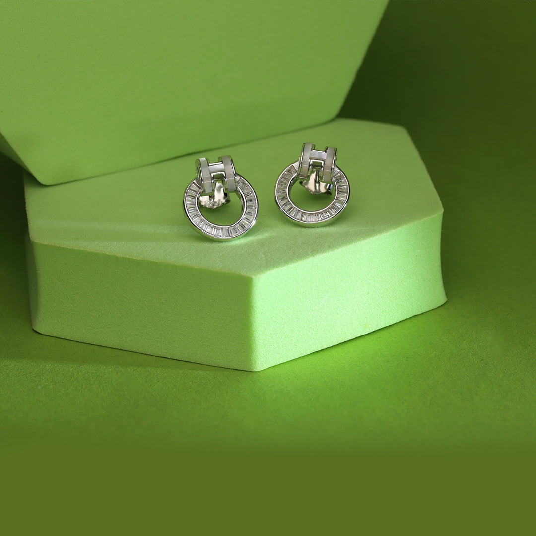 Circle Nexus Silver Stud Earrings