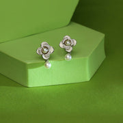 White Flower Silver Drops & Dangler Earrings