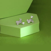 Heart Bunnies Silver Stud Earrings