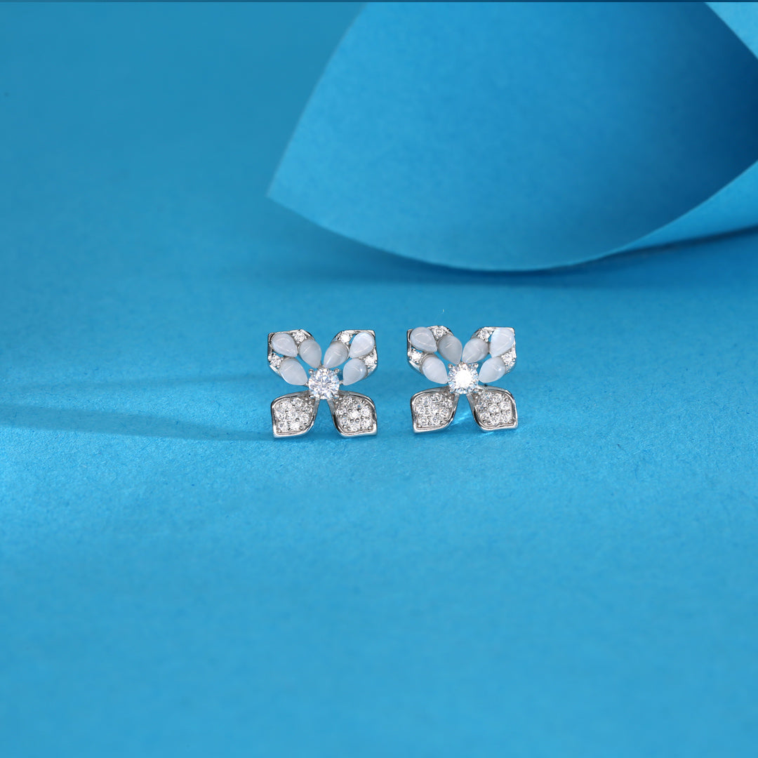 Pure Petals Silver Stud Earrings