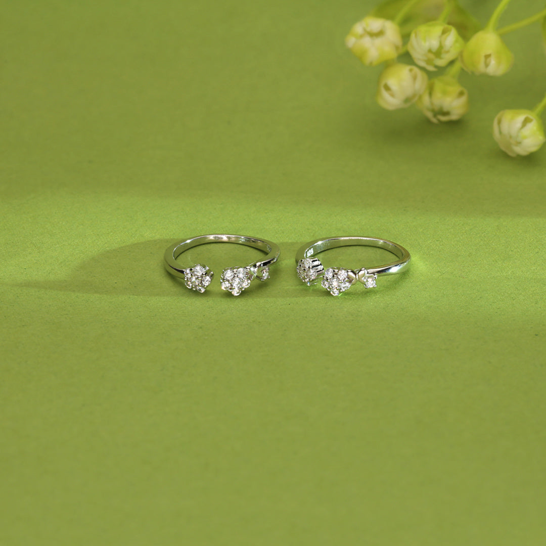 Flower and Butterfly Silver Jodvi