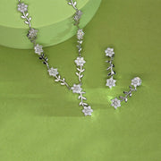 White Wisteria Silver Necklace Set