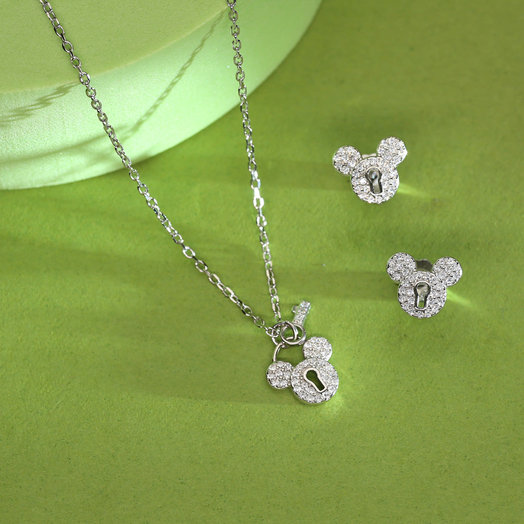 Teddy Lock Silver Necklace Set