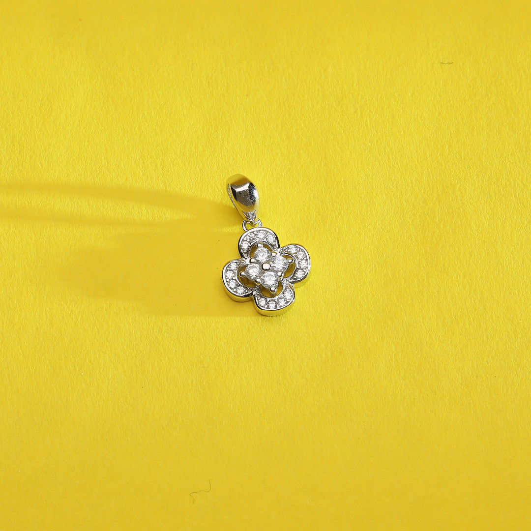 Floral Aura Silver Pendant