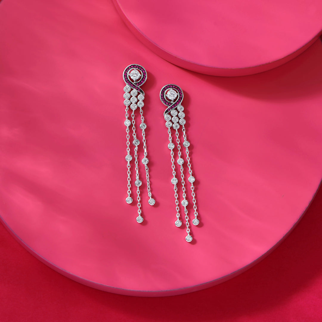 Sapphire Swirl Silver Drops & Dangler Earrings
