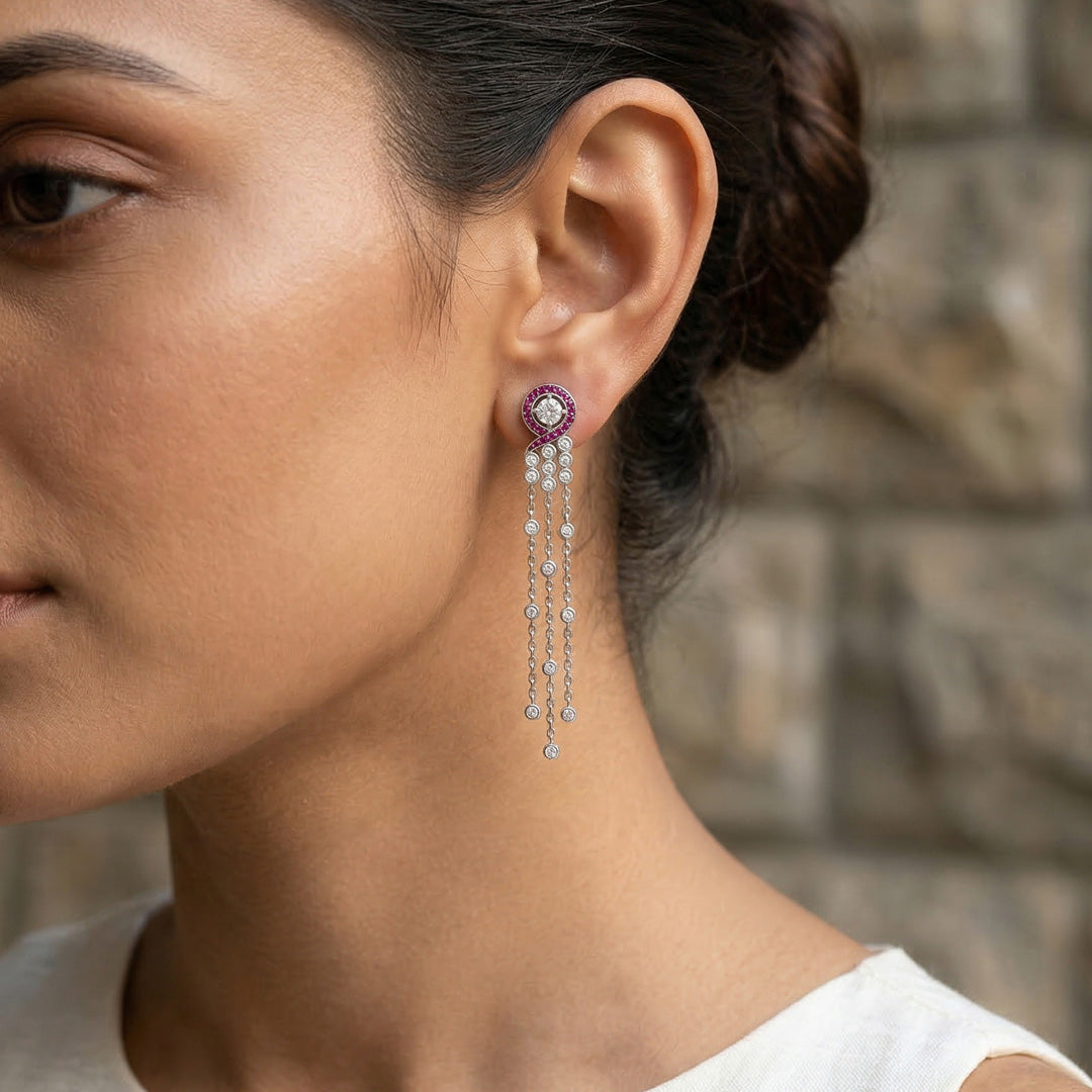 Sapphire Swirl Silver Drops & Dangler Earrings