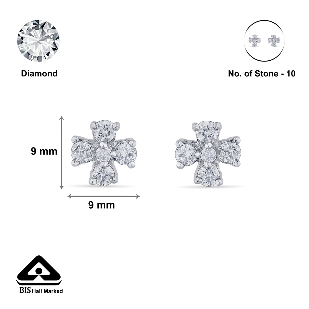 Stone Charm Silver Stud Earrings