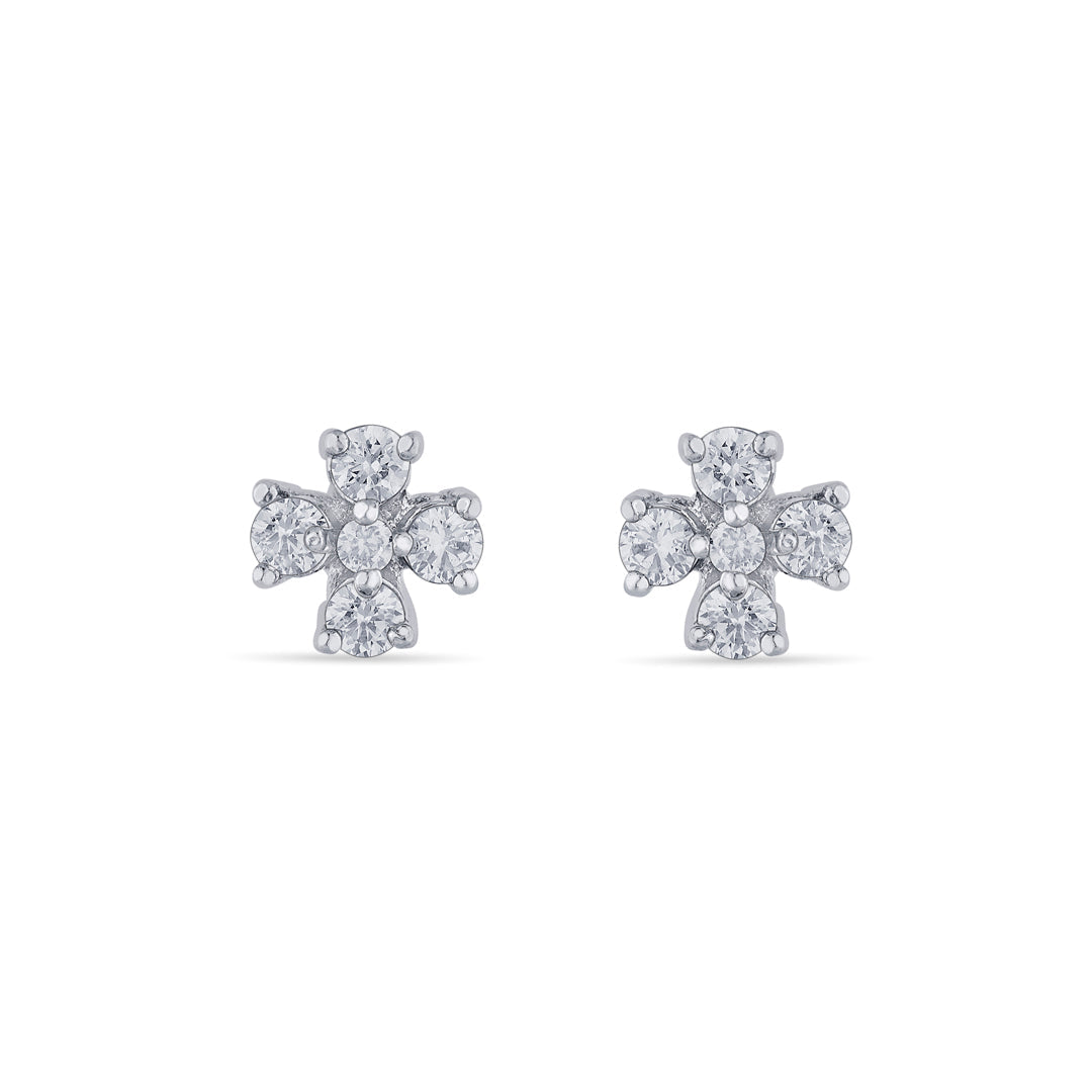 Stone Charm Silver Stud Earrings
