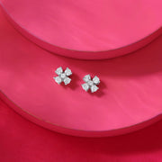 Stone Charm Silver Stud Earrings